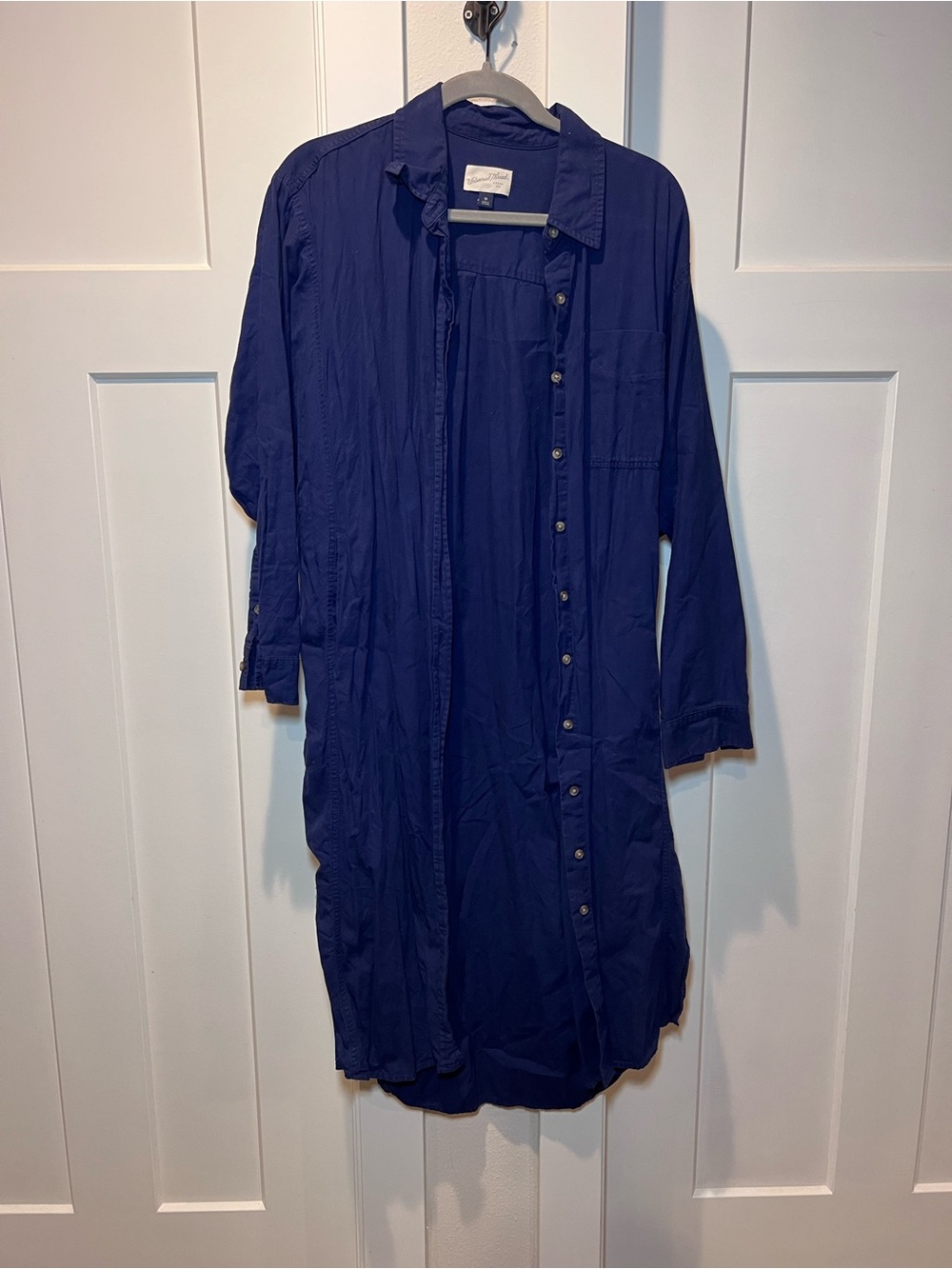 Universal Thread Long Blue Button-Down Shirt Dress